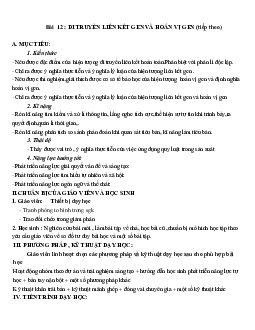 Giáo án Sinh học 12 Bài 12: Di truyền liên kết với giới tính và di truyền ngoài nhân mới nhất - CV5512