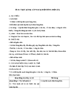 GIÁO ÁN CÔNG NGHỆ 9 BÀI 6: THỰC HÀNH: LẮP MẠCH ĐIỆN BẢNG ĐIỆN (T2) MỚI NHẤT - CV5555