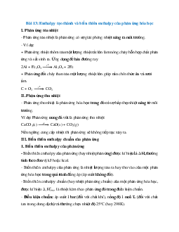 Lý thuyết Enthalpy tạo thành và biến thiên enthalpy của phản ứng hóa học (Chân trời sáng tạo 2024) hay, chi tiết | Hóa học 10
