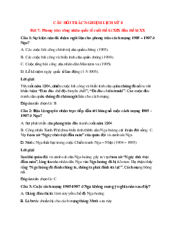 27 câu Trắc nghiệm Lịch Sử 8 Bài 7 có đáp án 2023: Phong trào công nhân