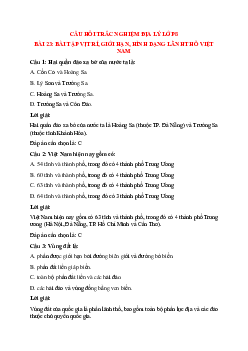30 câu Trắc nghiệm Địa lí 8 Bài 23 có đáp án 2023: Vị trí, giới hạn, hình dạng lãnh thổ Việt Nam