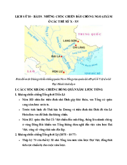 Lý thuyết Lịch sử 10: Bài 19: Những cuộc kháng chiến chống ngoại xâm ở các thế kỉ X - XV mới nhất