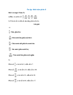 Toán lớp 5 trang 4 Ôn tập: Khái niệm về phân số