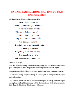 Ca dao, dân ca những câu hát về tình cảm gia đình – nội dung, dàn ý phân tích, bố cục, tóm tắt