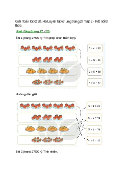 Giải SGK Toán lớp 2 Tập 2 trang 27, 28, 29, 30 ,31, 32 Bài 45: Luyện tập chung | Kết nối tri thức