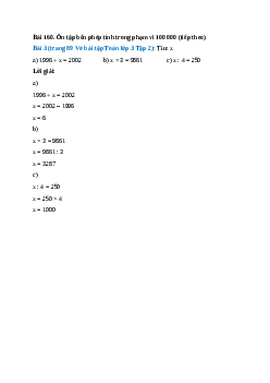 Tìm x: 1996 + x = 2002, x × 3 = 9861, x : 4 = 250