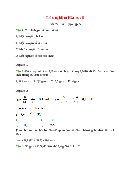10 câu Trắc nghiệm Bài luyện tập 5 có đáp án 2024 – Hóa học lớp 8