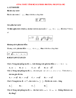 Bài tập tự luyện Công thức tính độ dài theo phương pháp tọa độ chọn lọc