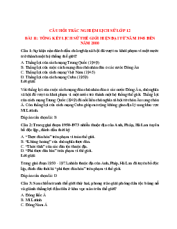 41 câu Trắc nghiệm Lịch sử 12 Bài 11 có đáp án 2023: Tổng kết lịch sử thế giới hiện đại từ năm 1945 đến năm 2000