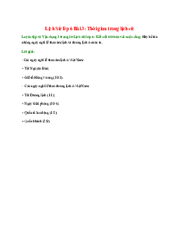 Hãy kể tên những ngày nghỉ lễ theo âm lịch và dương lịch ở nước ta