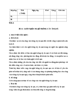 GIÁO ÁN CÔNG NGHỆ 9 BÀI 1: GIỚI THIỆU NGHỀ TRỒNG CÂY ĂN QUẢ MỚI NHẤT - CV5512