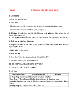 Giáo án Toán học 7 bài 6: Từ vuông góc đến song song hay nhất