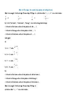 Vở bài tập Toán lớp 5 Tập 1 trang 6 Bài 4: Ôn tập: So sánh hai phân số (tiếp theo)
