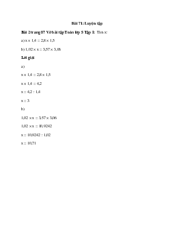 Tìm x: x × 1,4 = 2,8 × 1,5