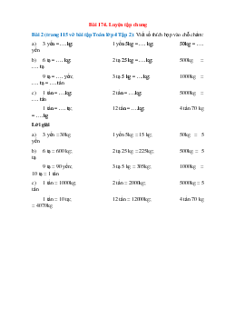 Viết số thích hợp vào chỗ chấm: 3 yến = ….kg, 1 yến 5kg = …. kg
