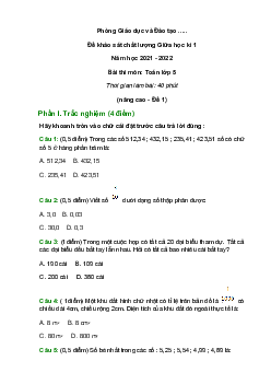 Bộ 40 Đề thi Toán lớp 5 Giữa kì 1 nâng cao năm 2024 - 2025 có đáp án