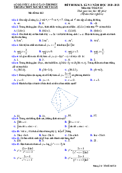 Đề KSCL lần 3 Toán 12 năm 2020 – 2021 trường THPT Nguyễn Viết Xuân – Vĩnh Phúc có đáp án
