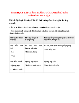Lý thuyết Sinh học 9 Bài 42 (mới 2023 + 17 câu trắc nghiệm): Ảnh hưởng của ánh sáng lên đời sống sinh vật