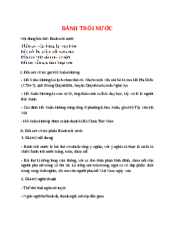 Bài thơ Bánh trôi nước - Hồ Xuân Hương - Nội dung, tác giải, tác phẩm
