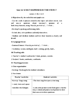 Giáo án tiếng anh 5 unit 14: What happened in the story? mới nhất