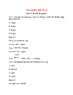 58 câu Trắc nghiệm Pha chế dung dịch có đáp án 2024 – Hóa học lớp 8