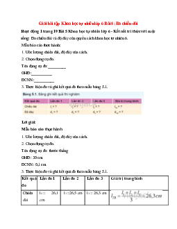 Đo chiều dài và độ dày của quyển sách khoa học tự nhiên 6