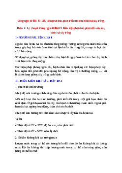 Công nghệ 10 Bài 15 (Lý thuyết và trắc nghiệm): Điều kiện phát sinh, phát triển của sâu, bệnh hại cây trồng