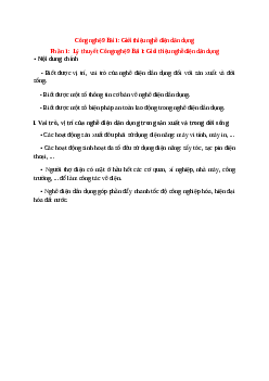 Lý thuyết Công nghệ 9 Bài 1 (mới 2024 + 10 câu trắc nghiệm): Giới thiệu nghề điện dân dụng