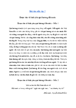 Đoạn văn về tình yêu quê hương đất nước môn Văn lớp 7 (10 mẫu)