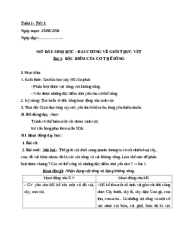 Giáo án Sinh học 6 Bài 1: Đặc điểm của cơ thể sống mới nhất - CV5512