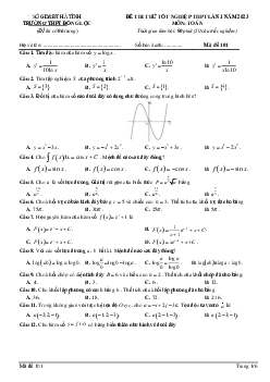 Đề thi thử Toán trường THPT Đồng Lộc (Hà Tĩnh) năm 2023