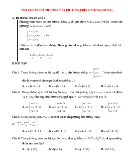 Tìm vectơ chỉ phương của phương trình đường thẳng Toán 12