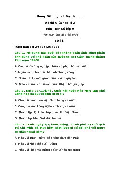 Bộ 40 Đề thi Lịch Sử 9 Giữa kì 2 có đáp án năm 2024