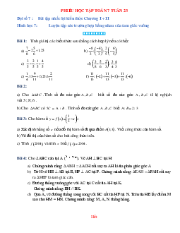 Phiếu bài tập tuần 23 - Toán 7