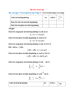 Vở bài tập Toán lớp 5 Tập 2 trang 27 Bài 108: Luyện tập