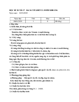 Giáo án Sinh học 8 Bài 34: Vitamin và muối khoáng mới nhất