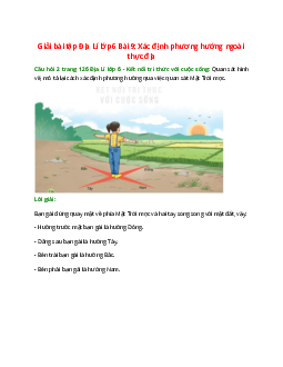 Quan sát hình vẽ, mô tả lại cách xác định phương hướng qua việc quan sát Mặt Trời mọc