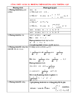 Công thức giải các phương trình lượng giác thường gặp