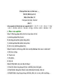 Bộ 5 Đề thi Giữa kì 2 Hóa học 12 năm 2024 có đáp án