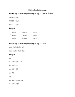 Vở bài tập Toán lớp 5 Tập 1 trang 67, 68 Bài 54: Luyện tập chung