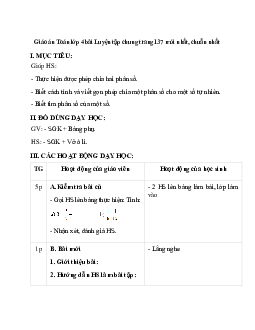 Giáo án Luyện tập chung trang 137 (2023) mới nhất - Toán lớp 4