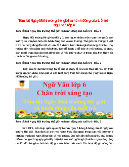TOP 4 mẫu Tóm tắt Ngày Môi trường thế giới và hành động của tuổi trẻ 2025 hay, ngắn gọn