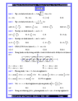 Bộ 5 đề thi Cuối học kì 1 Toán lớp 11 chọn lọc