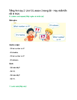 Tiếng Anh lớp 2 Unit 13 Lesson 3 trang 59 – Kết nối tri thức