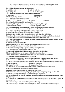 Trắc nghiệm Lịch sử 12 bài 1 - 6 có đáp án