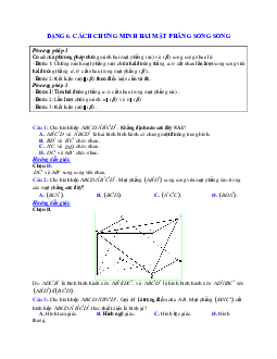 Phương pháp giải và bài tập về Cách chứng minh hai mặt phẳng song song
