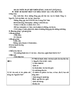 Giáo án Lịch sử 7 bài 20 Nước Đại Việt thời Lê sơ (1428-1527) tiết 4 mới nhất