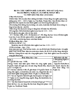 Giáo án Lịch sử 7 Bài 19 Cuộc khởi nghĩa Lam Sơn (1418-1427) tiết 2 mới nhất