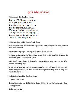 Qua đèo Ngang – nội dung, dàn ý phân tích, bố cục, tóm tắt