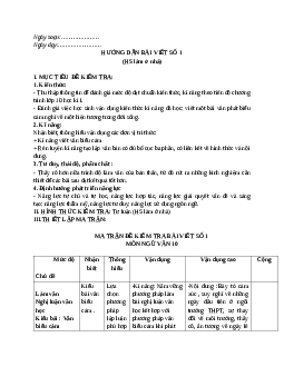 Giáo án Ngữ văn 10, tập 1, bài Viết bài làm văn số 1 mới nhất